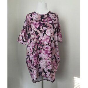 NWT Lularoe Irma Tunic Size XXS 2XS Pink Flower Floral Watercolor Shirt Top NEW